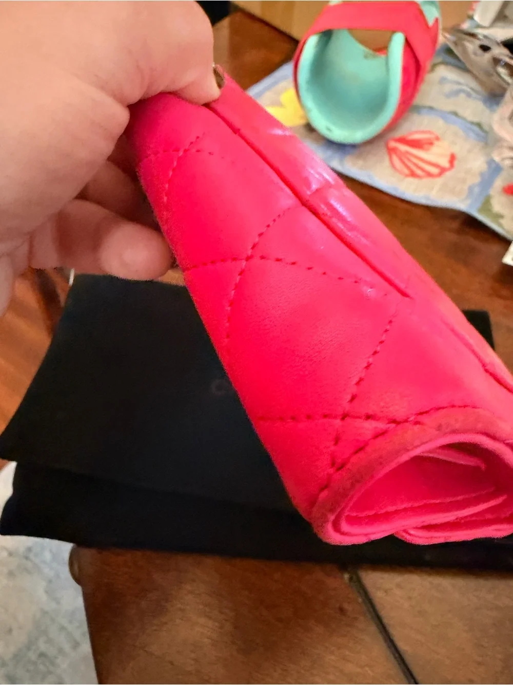 CHANEL Quilted Wallet in Fuchsia Pink with CC Logo